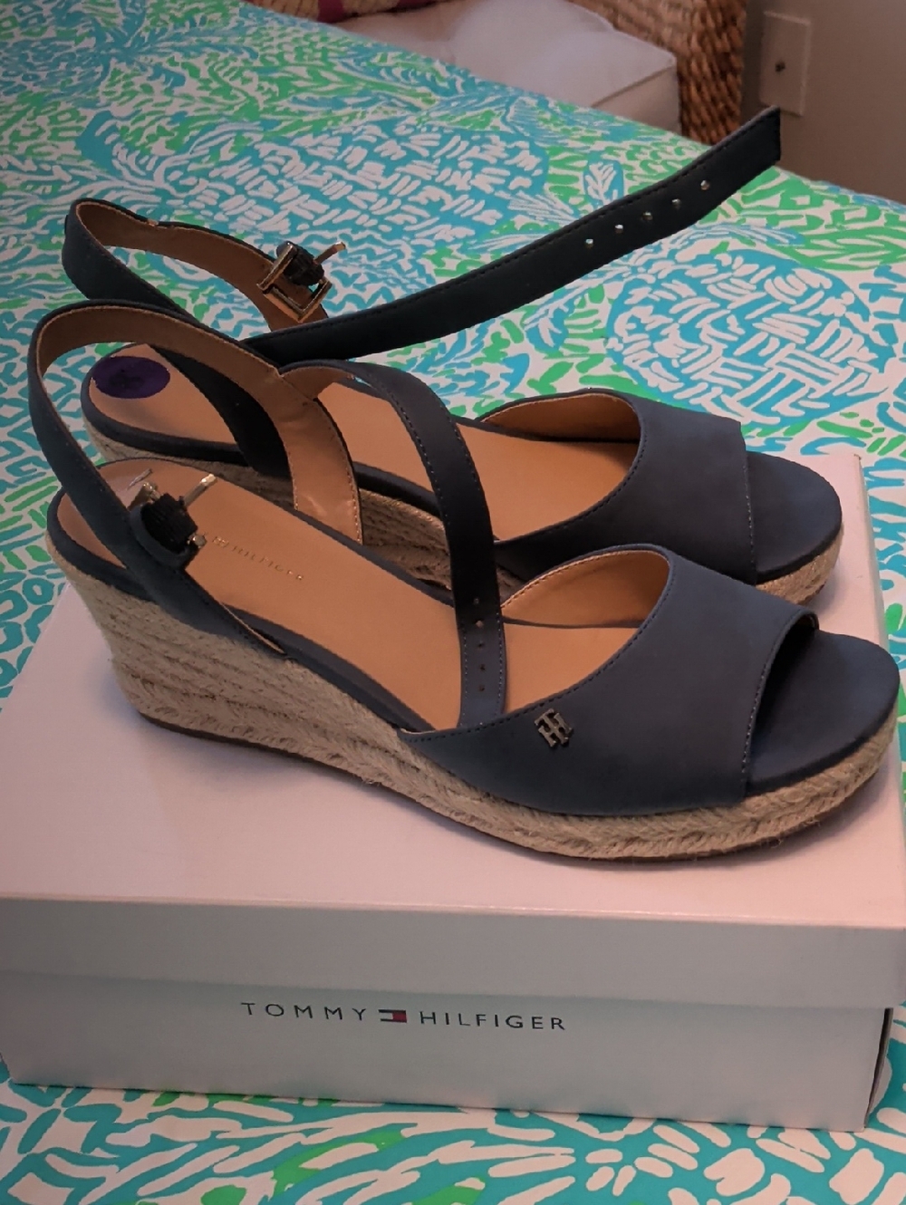 Tommy Hilfiger Navy Slingback Espadrille Wedges